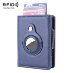 Porta della carta in pelle spazzolata antifurto X-80 RFID per airtag (blu)