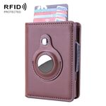 Porta della carta in pelle spazzolata antifurto X-80 RFID per airtag (caffè)