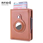 Porta della carta in pelle spazzolata antifurto X-80 RFID per airtag (albicocca)