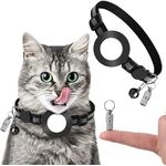 Collare con ciondolo per indirizzo anti-smarrimento per animali domestici con campanello per Airtag (nero)