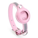 Per collare in PU per animali domestici con copertura protettiva Airtag Tracker, specifica: M (rosa)
