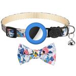 Collare per animali con fiocco stampato anti-smarrimento con campanello per AirTag (blu)