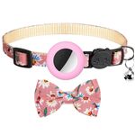Collare per animali con fiocco stampato anti-smarrimento con campanello per AirTag (rosa)