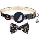 Collare per animali con fiocco stampato anti-smarrimento con campanello per AirTag (blu intenso)