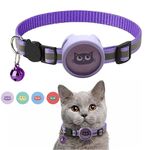 Collare riflettente per animali domestici con campana per AirTag (viola)