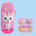 Uime EVA 3D Astuccio per matite multi-scomparto Scatola di cancelleria Materiale scolastico per bambini (Gattino)