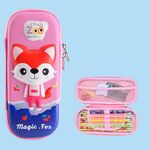 Uime EVA 3D Astuccio per matite multi-scomparto Scatola di cancelleria Forniture scolastiche per bambini (Little Fox)