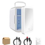 Frigorifero a doppio uso per auto da casa 4L 45W con specchio per trucco con luce touch, spina CN (bianco)