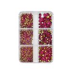 Nail Art 6 Gioielli per unghie con diamanti a punta e griglia, specifica: 05 Rosso porpora