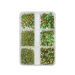 2 set di gioielli per unghie con diamanti con fondo a punta a griglia per nail art, specificazione: 07 verde chiaro