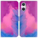 Per OPPO A96 5G / Reno7 Z 5G motivo acquerello modello flip in pelle flip (rosso viola)