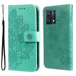 Per OPPO RealMe 9 Pro + 7-Petal Flowers Embossing Pattern Case in pelle flip orizzontale (verde)