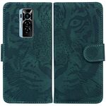 Per Tecno Phantom X Tiger Embossing Pattern Horizontal Custodia in pelle flip (verde)