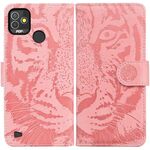 Per Tecno Pop 5p Tiger Embossing Pattern Cassa del telefono orizzontale in pelle flip (rosa)