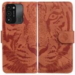 Per Tecno Spark Go 2022 / Spark 8C Tiger Embossing Pattern Cassa del telefono in pelle flip orizzontale (marrone)