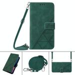 Per OnePLUS 10 Pro 5G Crossbody 3D in cuoio in pelle flip in rilievo (verde scuro)