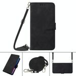 Per Motorola Edge 20 Lite Crossbody 3D Cassa del telefono in pelle flip in rilievo (nero)