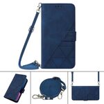 Per Motorola Moto E7 Crossbody 3D in cuoio in pelle flip in rilievo (blu)