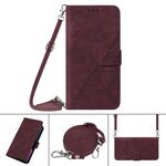 Per Motorola Moto G Power 2021 Crossbody 3D in rilievo in cuoio in pelle in pelle con rilievo (vino rosso)