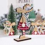 3 pezzi decorazioni natalizie in legno dipinto ornamenti natalizi alci (JM01752)