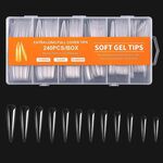 240 PCS/Box Thin Soft Transparent Nail Pieces, Shape：Super Long Pointed Nails