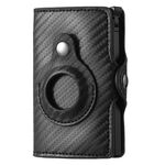 FY2108 Portafoglio Tracker Portacarte in metallo per AirTag, Stile: Fibra di carbonio (nero)