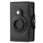 FY2108 Portafoglio Tracker Portacarte in metallo per AirTag, Stile: Retro (Nero)