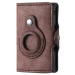 FY2108 Portafoglio Tracker Portacarte in metallo per AirTag, Stile: Retro (Caffè)