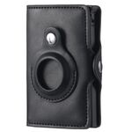 FY2108 Portafoglio Tracker Portacarte in metallo per AirTag, Stile: Crazy Horse (Nero)