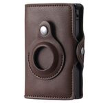 FY2108 Portafoglio Tracker Portacarte in metallo per AirTag, Stile: Crazy Horse (Caffè)