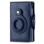 FY2108 Portafoglio Tracker Portacarte in metallo per AirTag, Stile: Crazy Horse (blu)