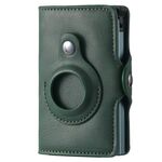FY2108 Portafoglio Tracker Portacarte in metallo per AirTag, Stile: Crazy Horse (verde)