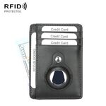 TQ-319 Portacarte in pelle antifurto anti-smarrimento per AirTag, stile: motivo piatto (nero)
