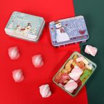 Scatola regalo di Natale in latta da 2 pezzi Scatola di immagazzinaggio caramelle regalo di festa (consegna casuale del modello)
