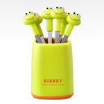 6 forchette + set di base in acciaio inossidabile sicuro portatile piccola forchetta (giallo)