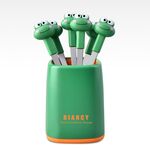 6 forchette + set di base in acciaio inossidabile sicuro portatile piccola forchetta (verde)