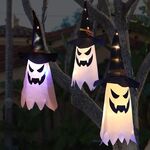 Luci a sospensione a LED di Halloween Luci decorative per festival di fantasmi, Stile: Cappello da mago (bianco caldo)