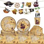 Pirate Treasure Hunt Tovaglia usa e getta a tema Piatti di carta per feste Set (vestito da 10 persone)