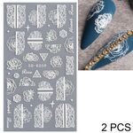 2 PCS 5D Adesivi per unghie in pizzo cavo stereoscopico Nail Art Adesivi in rilievo con fiori 3D (5D-K57)