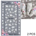2 PCS 5D Adesivi per unghie in pizzo cavo stereoscopico Nail Art Adesivi in rilievo con fiori 3D (5D-K57)