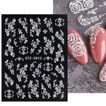 4 pezzi adesivi per unghie intagliati tridimensionali 5D adesivi per unghie in rilievo con motivo rosa (Stz-5D15)