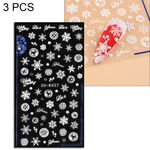 3 PCS Adesivi per unghie in rilievo 5D Adesivi per unghie con fiocchi di neve di Natale (5D-K027)