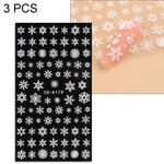 3 PCS Adesivi per unghie in rilievo 5D Adesivi per unghie con fiocchi di neve di Natale (5D-K119)