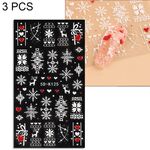 3 PCS Adesivi per unghie in rilievo 5D Adesivi per unghie con fiocchi di neve di Natale (5D-K125)