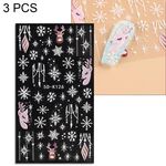 3 PCS Adesivi per unghie in rilievo 5D Adesivi per unghie con fiocchi di neve di Natale (5D-K126)