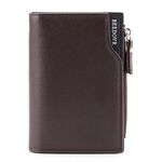 BEEDOVR 9902 Portafoglio corto da uomo Multi-card Zipper ID Bag (marrone)