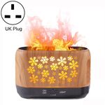 Umidificatore a macchina affumicato con incenso a fiamma di simulazione 3D desktop, colore: venatura del legno chiaro (spina del Regno Unito)