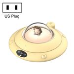 Sottobicchiere riscaldato per cartoni animati con isolamento UFO e sottobicchiere a temperatura costante con luce notturna, spina americana (giallo)