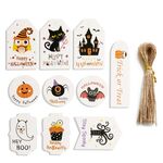 2 set di cartellini di Halloween, sacchetto regalo, scatola di caramelle, cartellini decorativi, specifiche: 50 cartellini + 50 pezzi di corda di canapa
