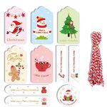2 Confezioni 50 pz/set Etichette di carta Kraft natalizie Etichette di carta da regalo (serie 2)